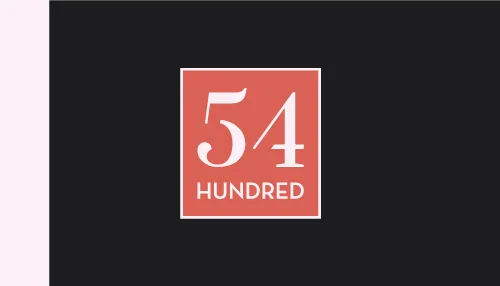 Coral 54 Hundred mark placed across pale and dark card fields