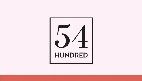 Pale card front with a centered outlined 54 Hundred mark