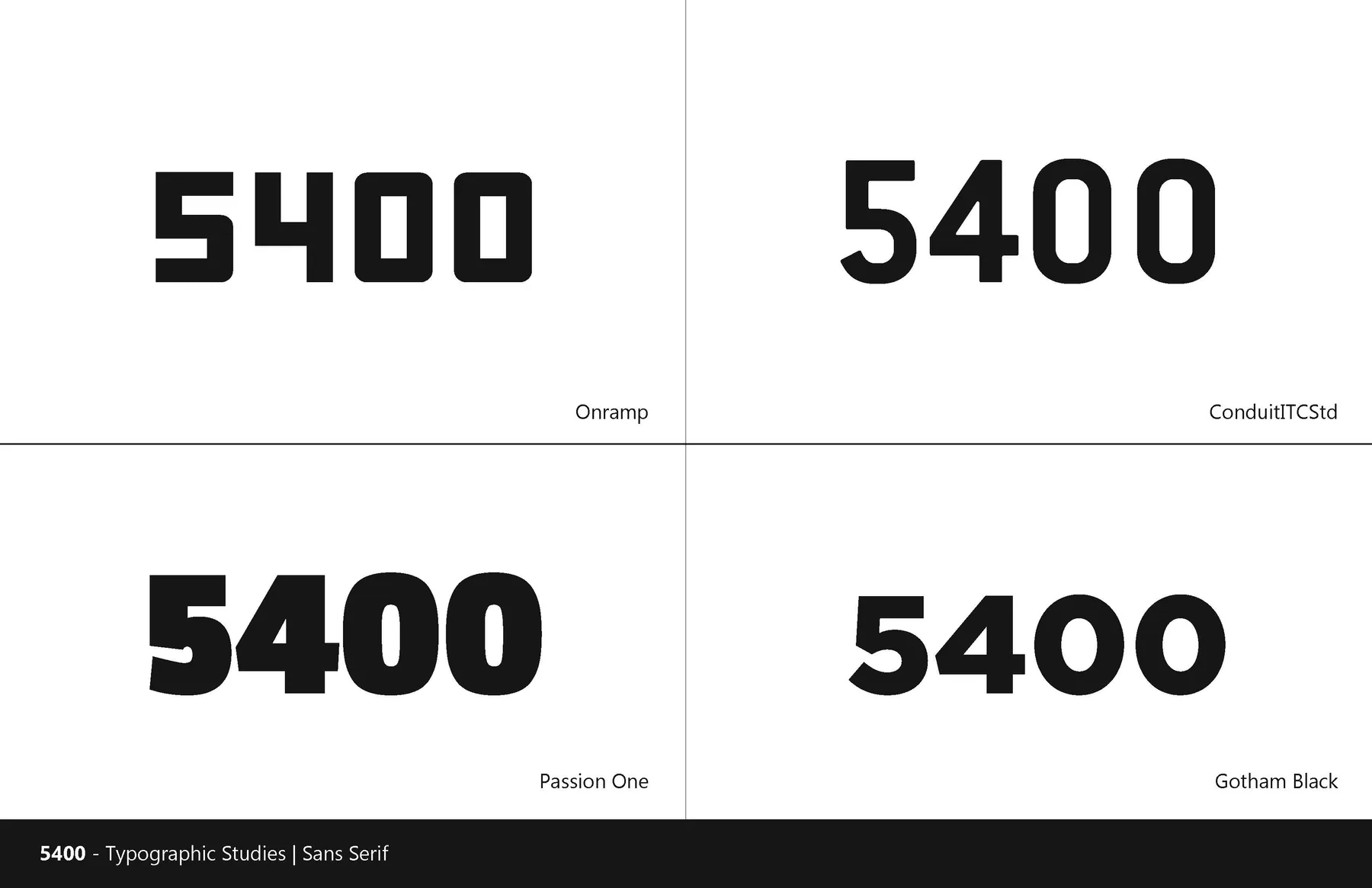 Additional sans serif 5400 wordmark studies