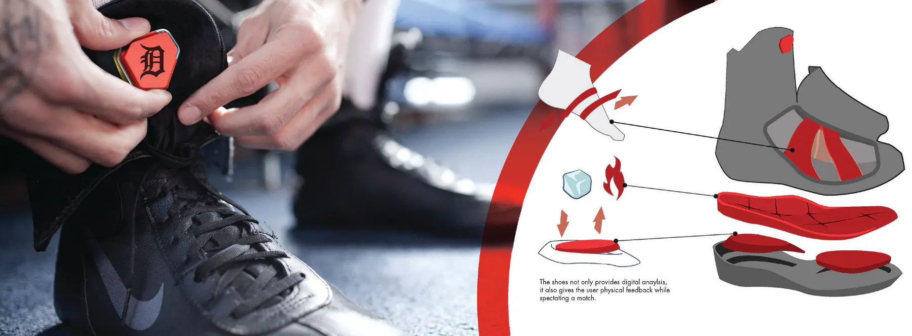 Nike KO boxing shoe prototype and responsive insole system